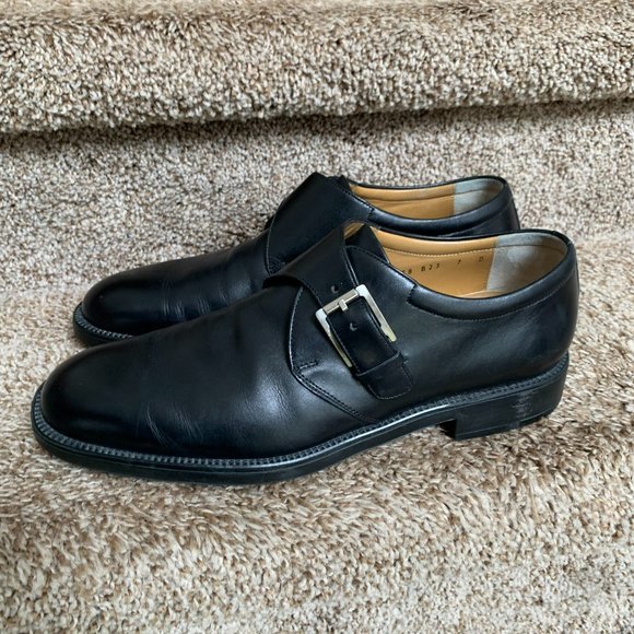 Salvatore Ferragamo Men\'s Black Leather 2-Buckle Monk Shoes main image 11